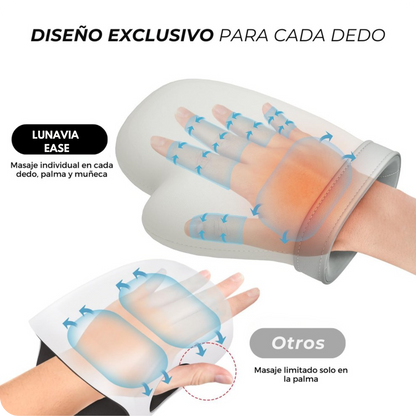 Masajeador Lunavia Ease con cobertura completa: masaje terapéutico en dedos, palmas y muñecas con compresión y calor