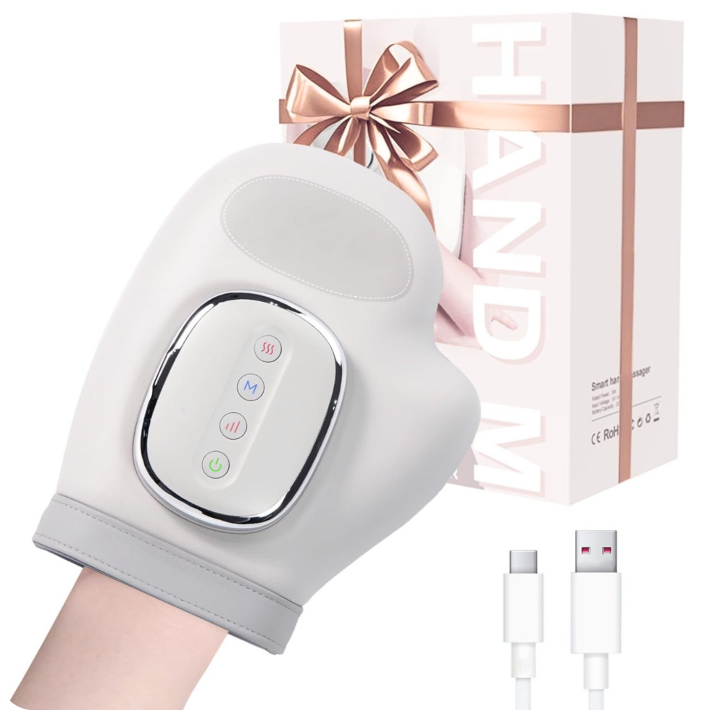 Masajeador de manos Lunavia Ease con compresión de aire y calor terapéutico para alivio de artritis, túnel carpiano y dolor en manos